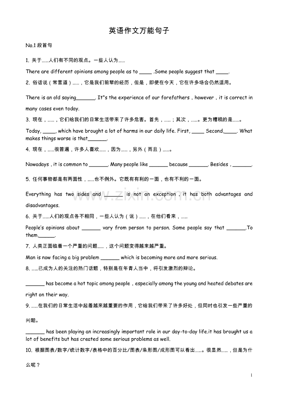 英语作文万能句子、词汇.pdf_第1页