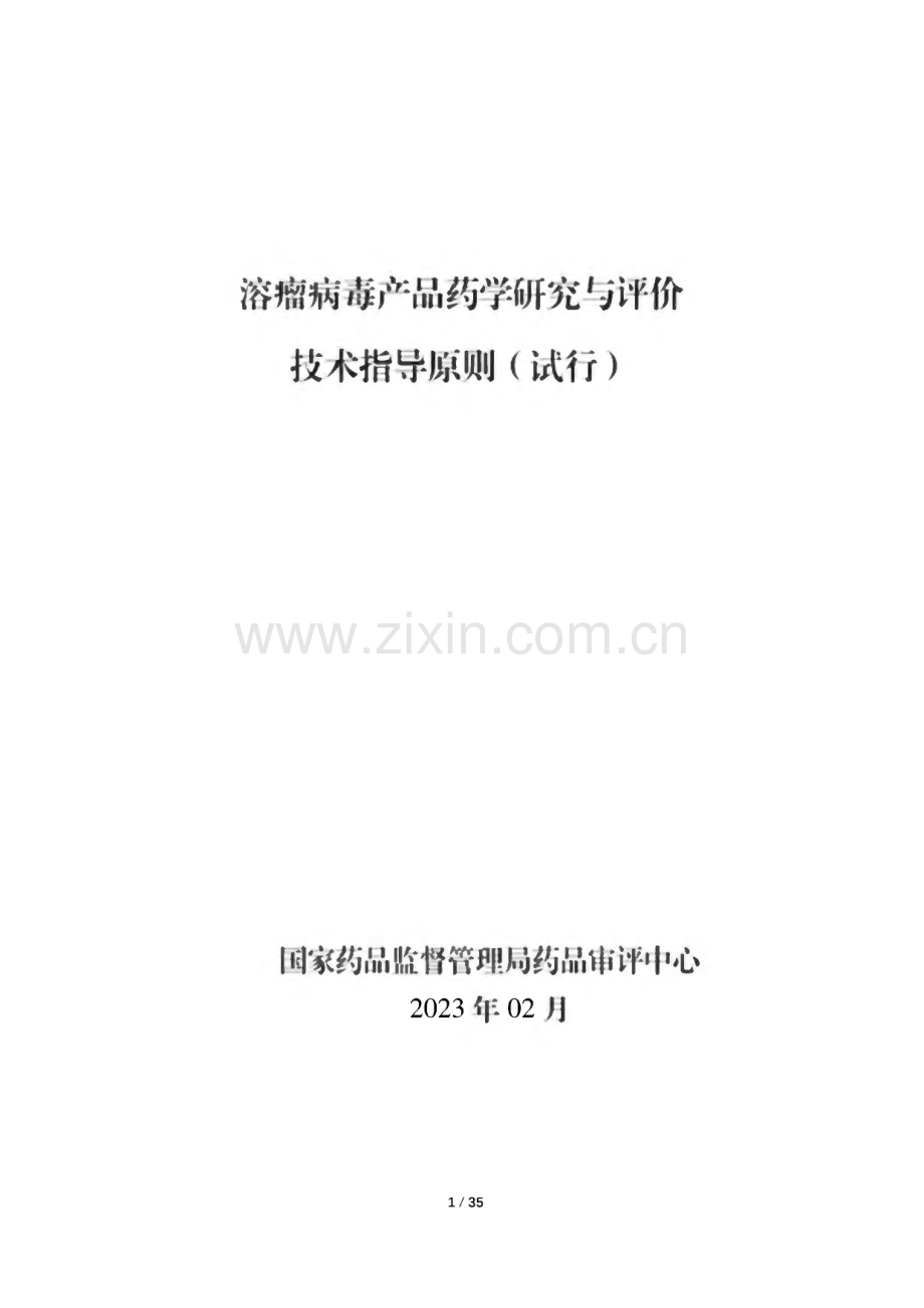 溶瘤病毒产品药学研究与评价技术指导原则试行.pdf_第1页