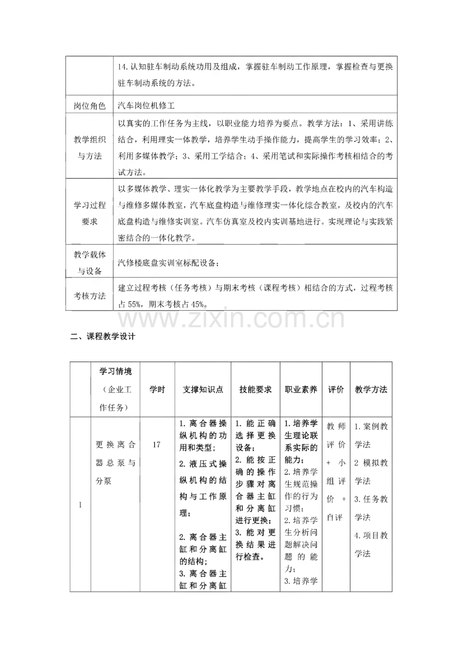 《汽车底盘构造与维修》-课程标准.pdf_第3页