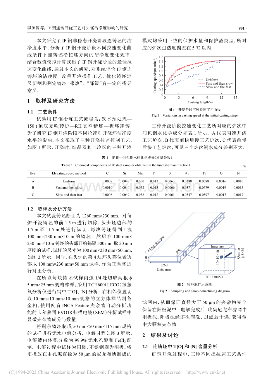 IF钢连铸开浇工艺对头坯洁净度影响的研究_李源源.pdf_第3页