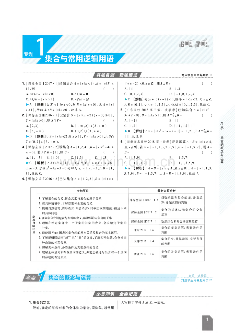 专题1集合与常用逻辑用语-真题自测新题速览.pdf_第1页