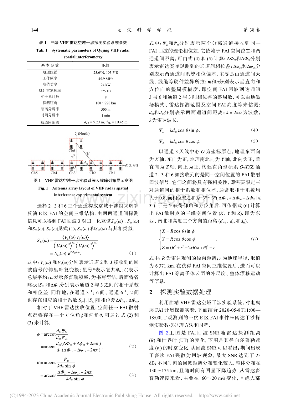 VHF雷达空域干涉法探测曲...层E区场向不规则体精细结构_邓忠新.pdf_第3页