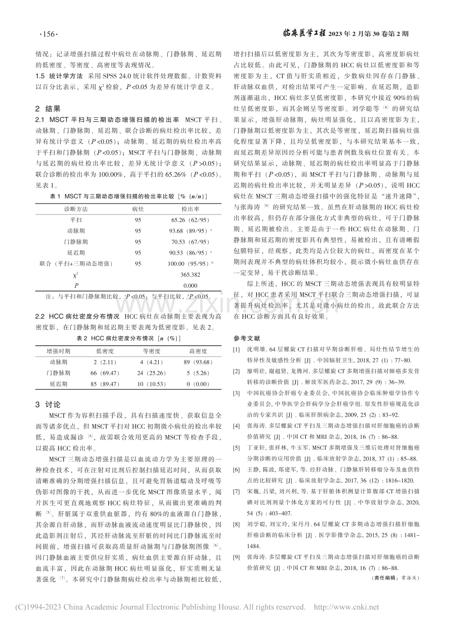 MSCT平扫联合三期动态增...扫描诊断肝细胞癌的价值分析_郭勇.pdf_第2页