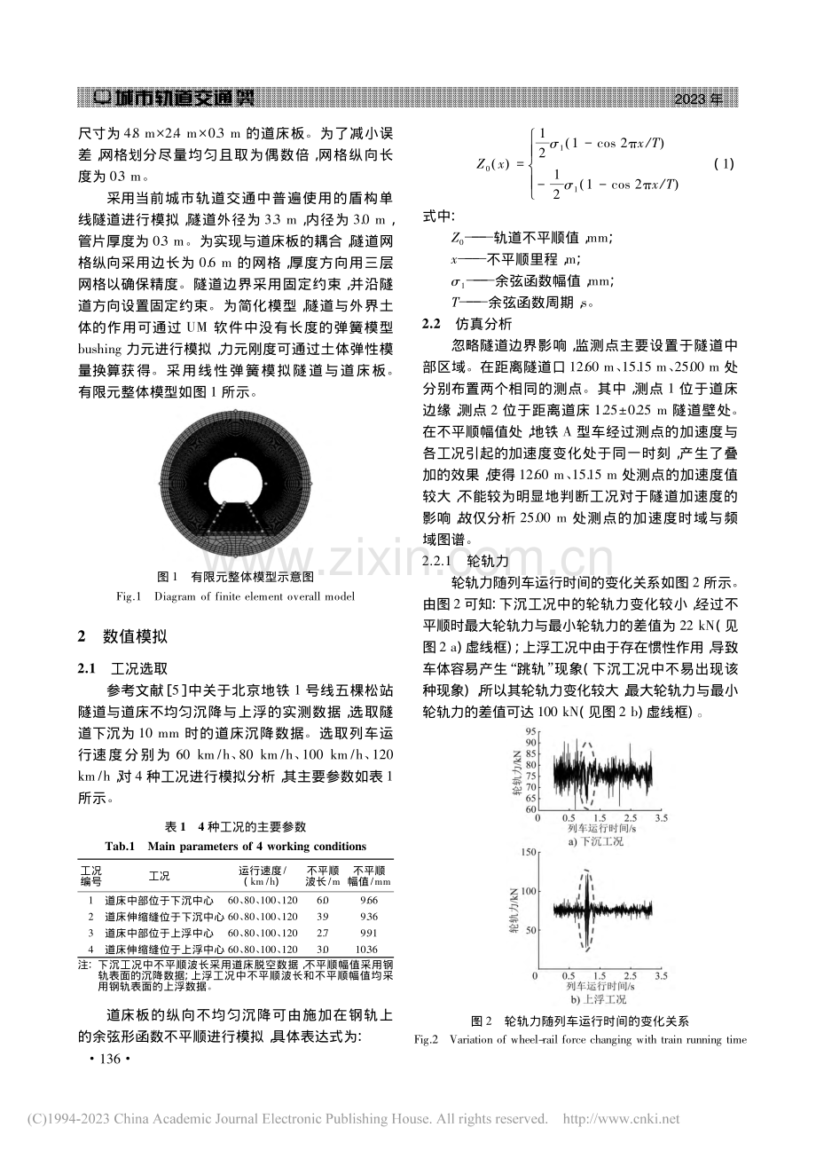 道床竖向不平顺对地铁环境振动源强特性影响分析_万壮.pdf_第2页