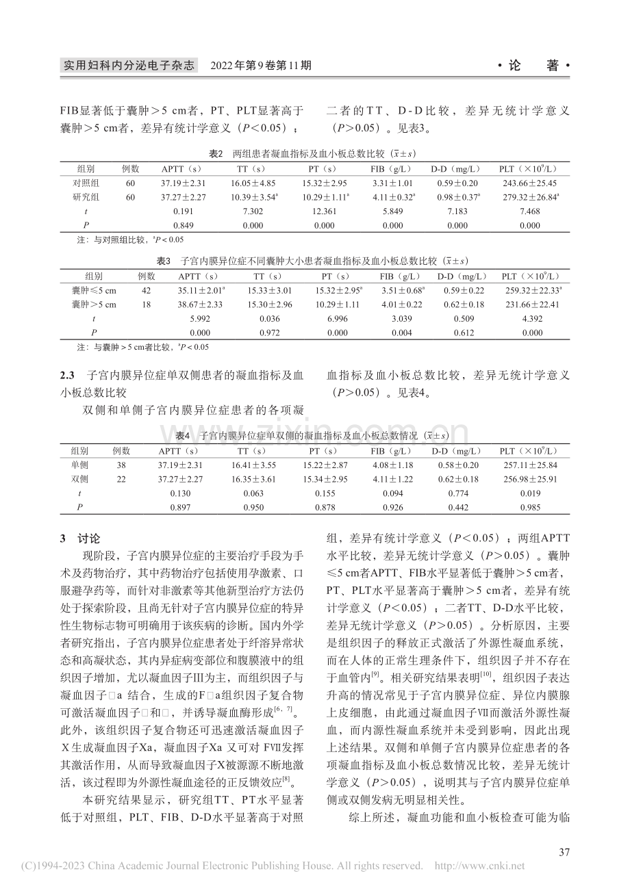 子宫内膜异位症患者凝血功能变化及其临床意义_朱静.pdf_第3页