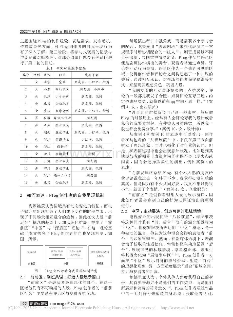 对特写的整饰：Plog创作者的自我呈现行为探赜_赵淼.pdf_第2页