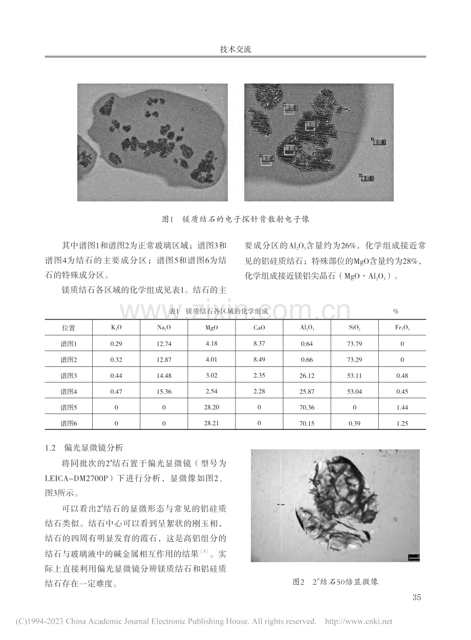 浮法玻璃中镁质结石的分析_刘楷.pdf_第2页