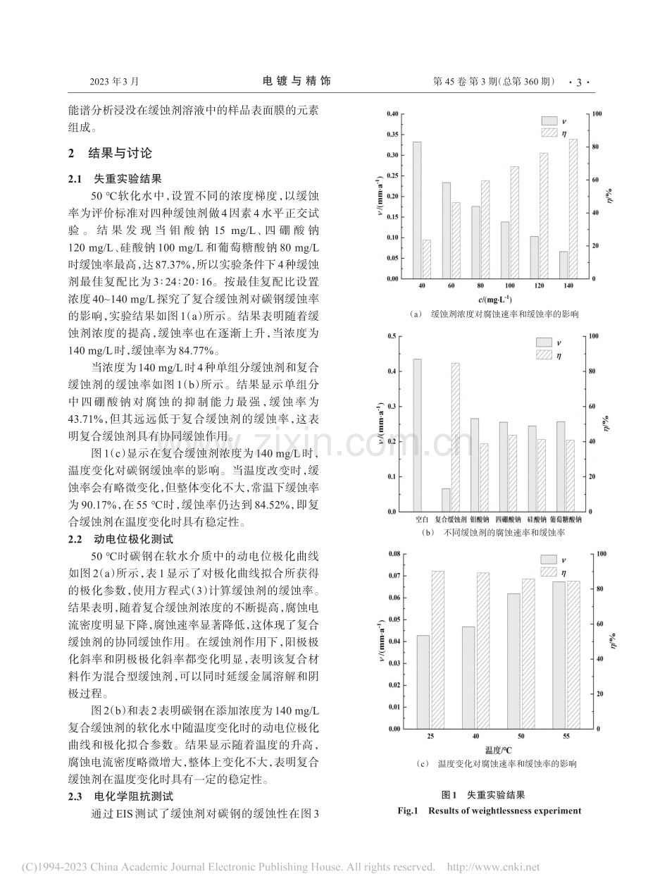 复合缓蚀剂在软化水中对低碳钢的协同缓蚀作用_康保生.pdf_第3页