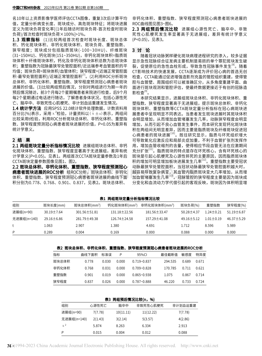 CCTA技术下斑块定量分析...测冠心病患者斑块进展的价值_史东星.pdf_第2页