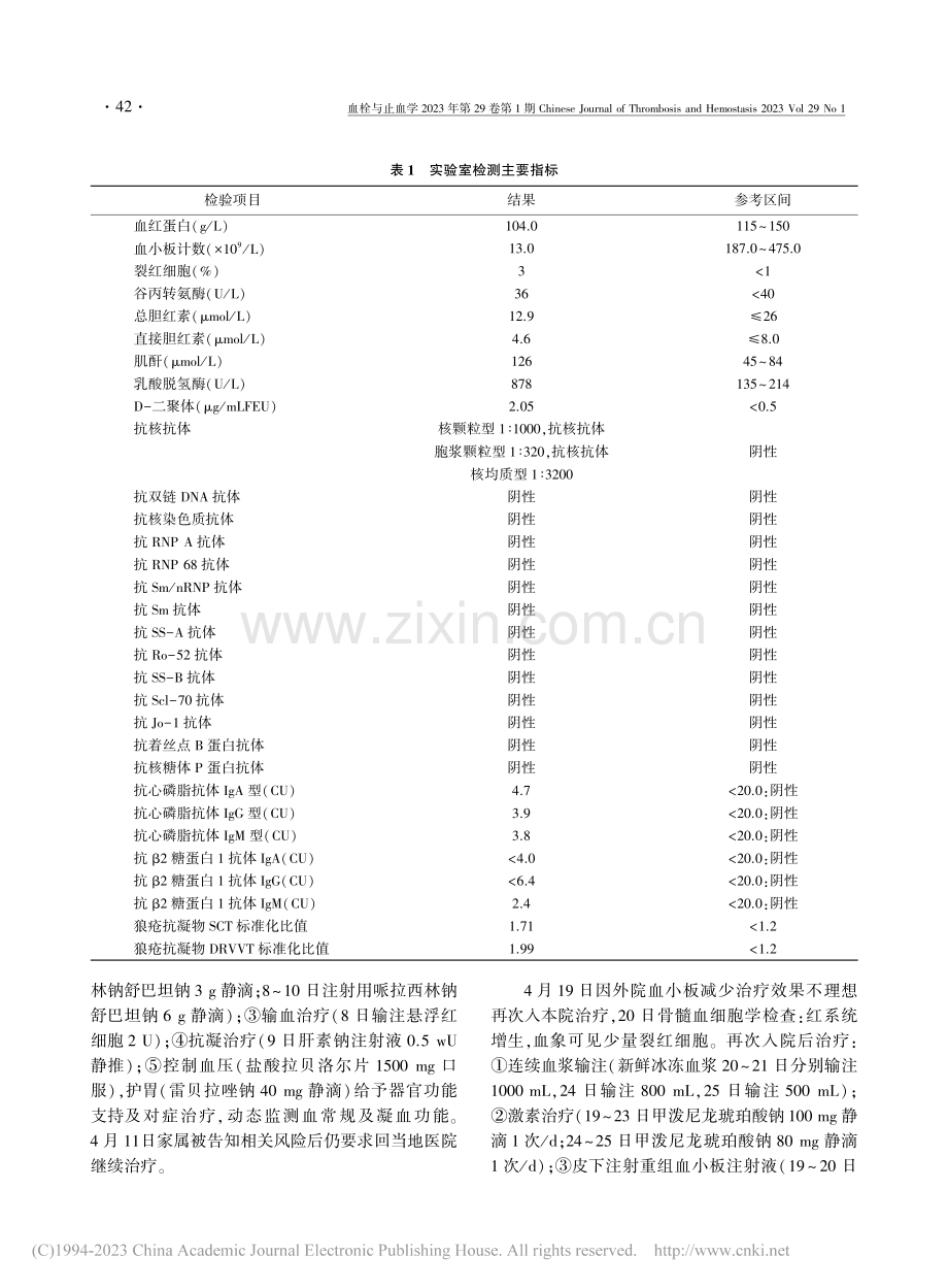 1例伴溶血性贫血的抗磷脂综合征病例分析及文献复习_白劲松.pdf_第2页