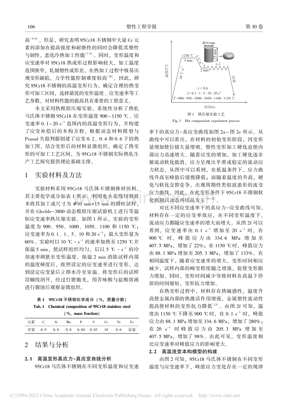 95Cr18马氏体不锈钢高温变形行为_李松松.pdf_第2页