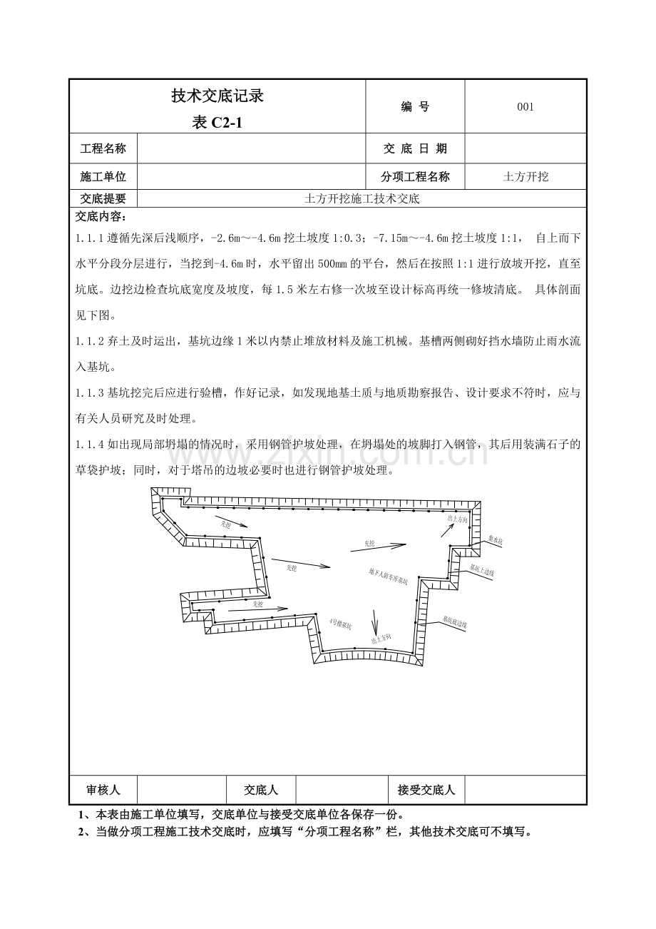 土方开挖施工技术交底记录模板.doc_第3页