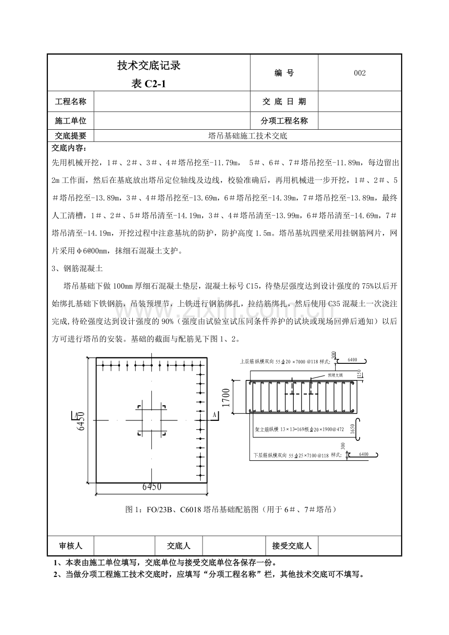 塔吊基础施工技术交底记录模板.doc_第2页