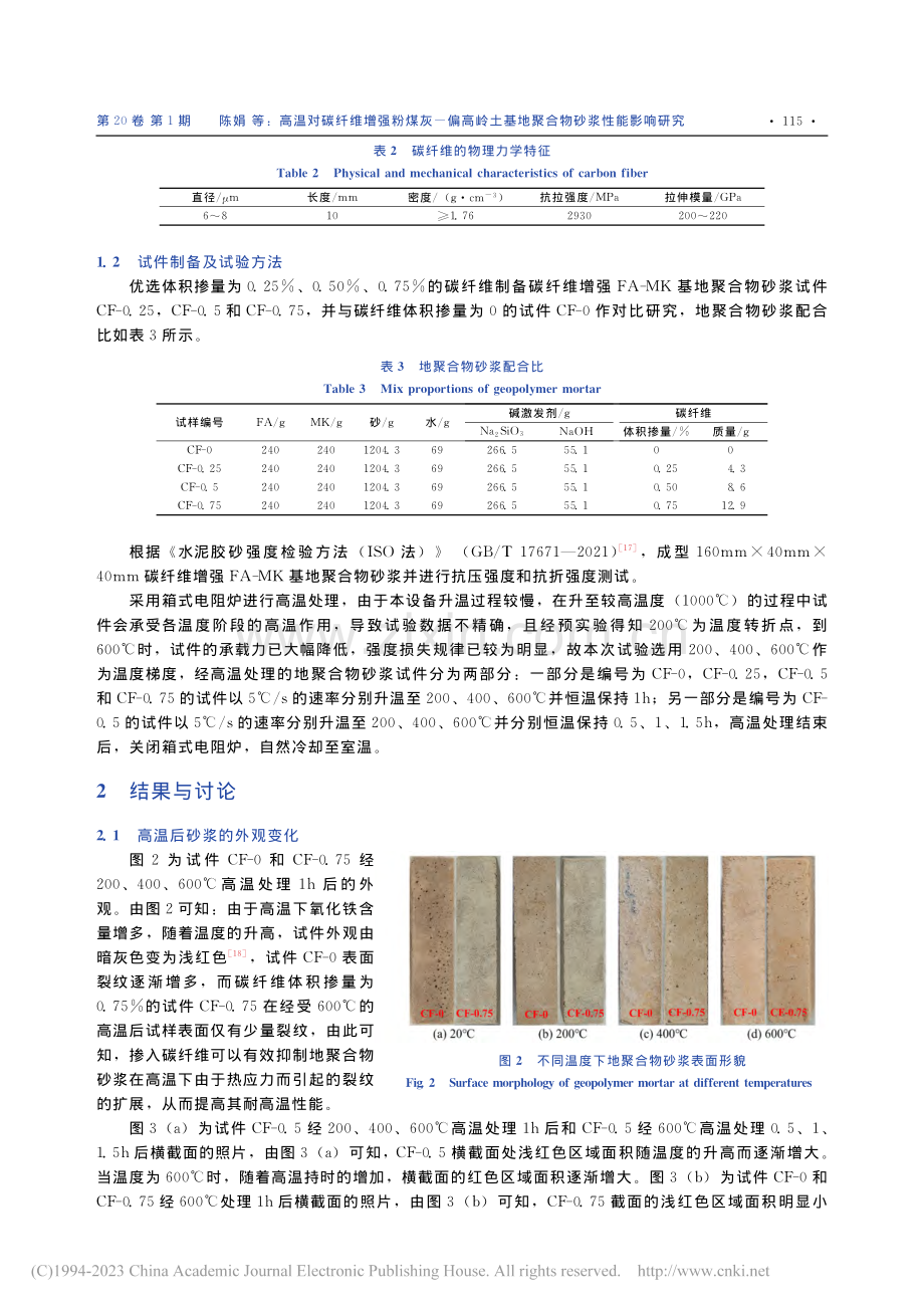 高温对碳纤维增强粉煤灰-偏...基地聚合物砂浆性能影响研究_陈娟.pdf_第3页