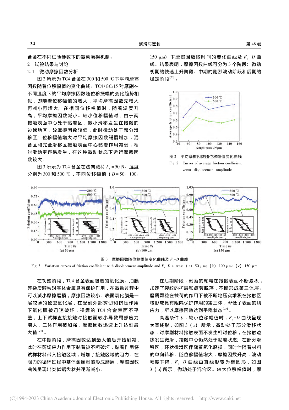 高温下位移幅值对TC4合金磨损性能的影响_宋伟.pdf_第3页