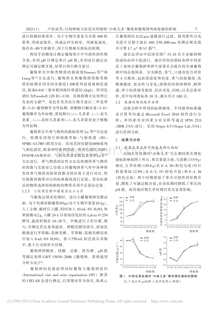 行间种植马齿苋对玛纳斯‘小...葡萄和葡萄酒风味轮廓的影响_卢浩成.pdf_第3页