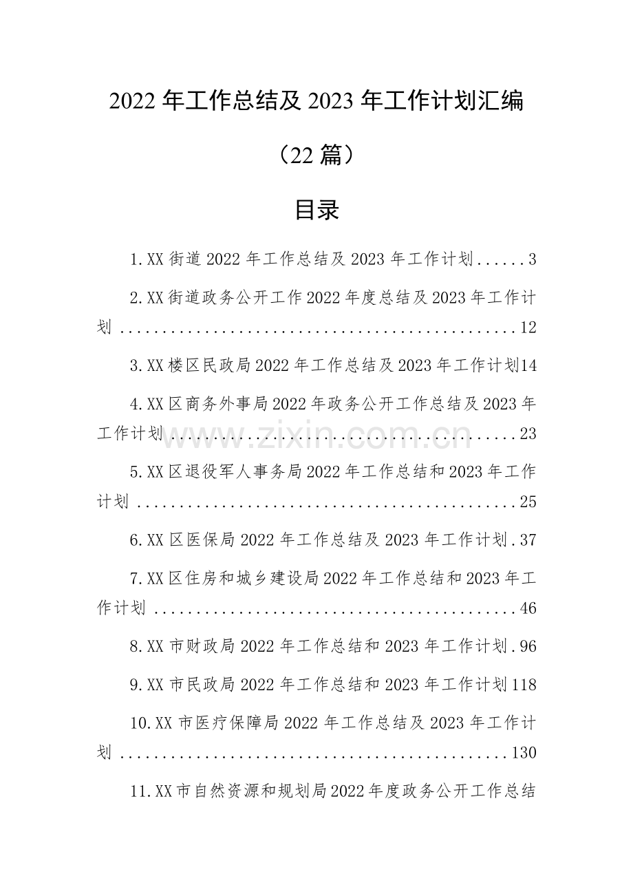 2022年工作总结及2023年工作计划汇编(22篇).docx_第1页