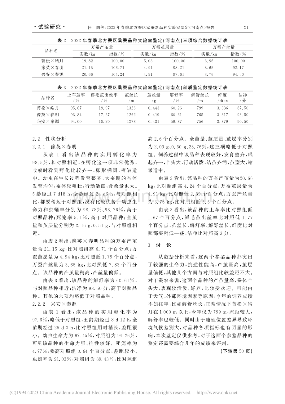 2022年春季北方蚕区家蚕...种实验室鉴定(河南点)报告_任阔.pdf_第2页