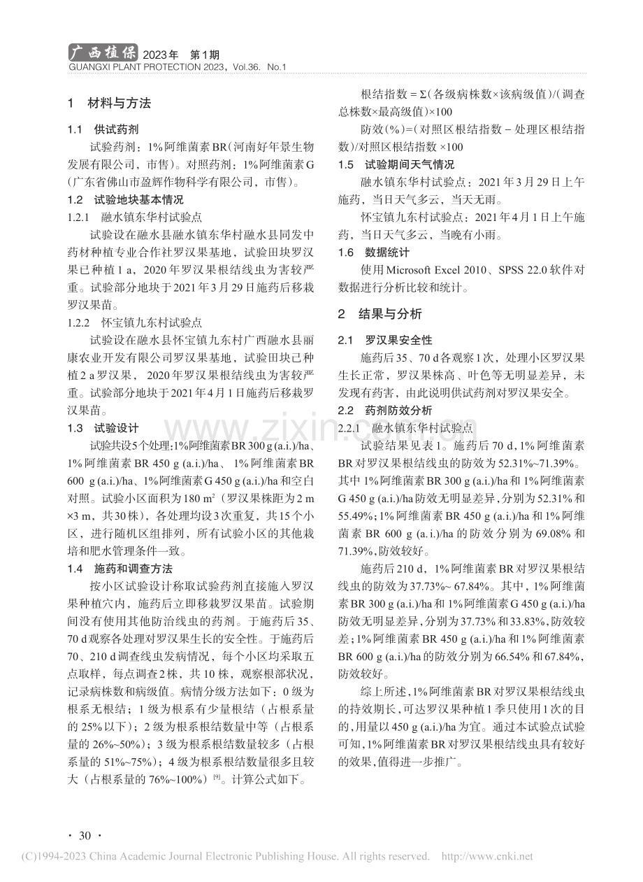 1%阿维菌素BR防治罗汉果根结线虫效果研究_何建.pdf_第2页