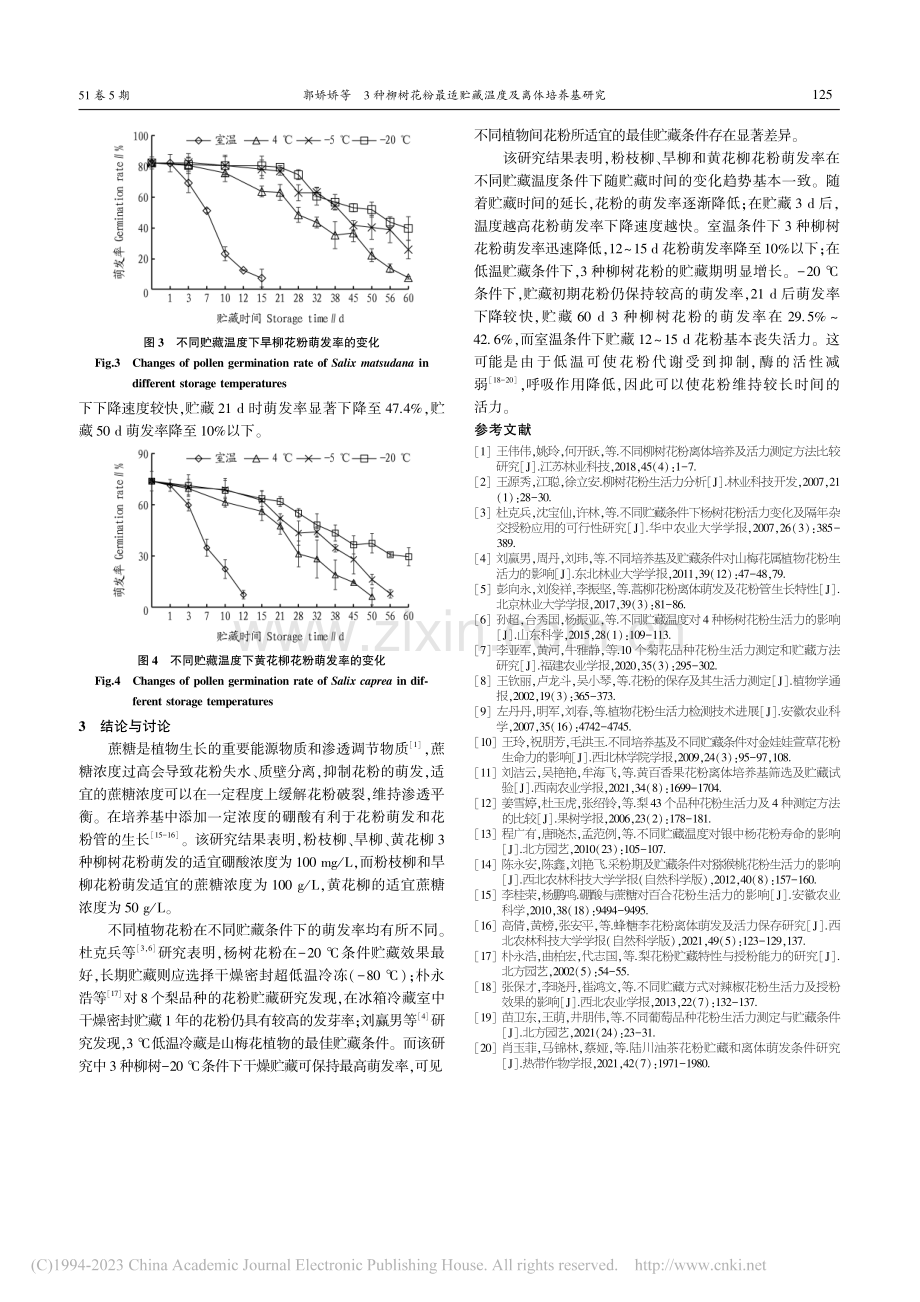 3种柳树花粉最适贮藏温度及离体培养基研究_郭娇娇.pdf_第3页