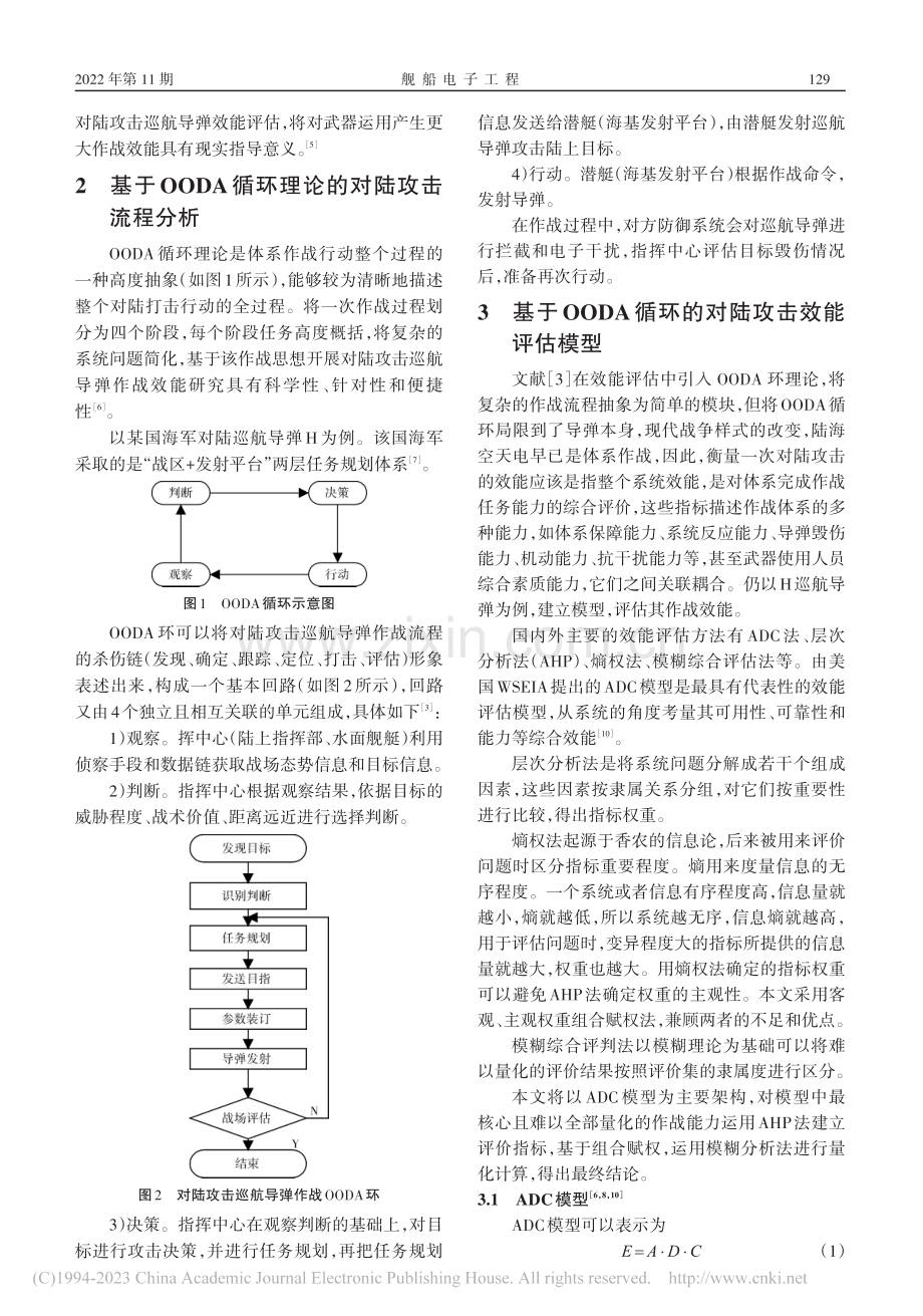 基于OODA环的对陆攻击巡航导弹作战效能评估_李彦斐.pdf_第2页