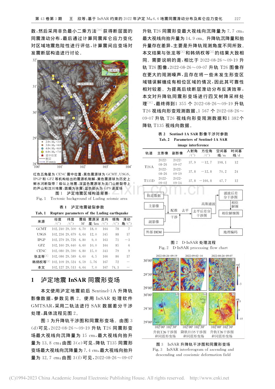 基于InSAR约束的202...同震滑动分布及库仑应力变化_王欣.pdf_第2页