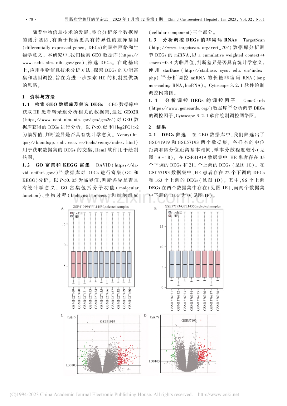 基于GEO基因芯片数据集的...差异表达基因生物信息学分析_韩伟佳.pdf_第2页