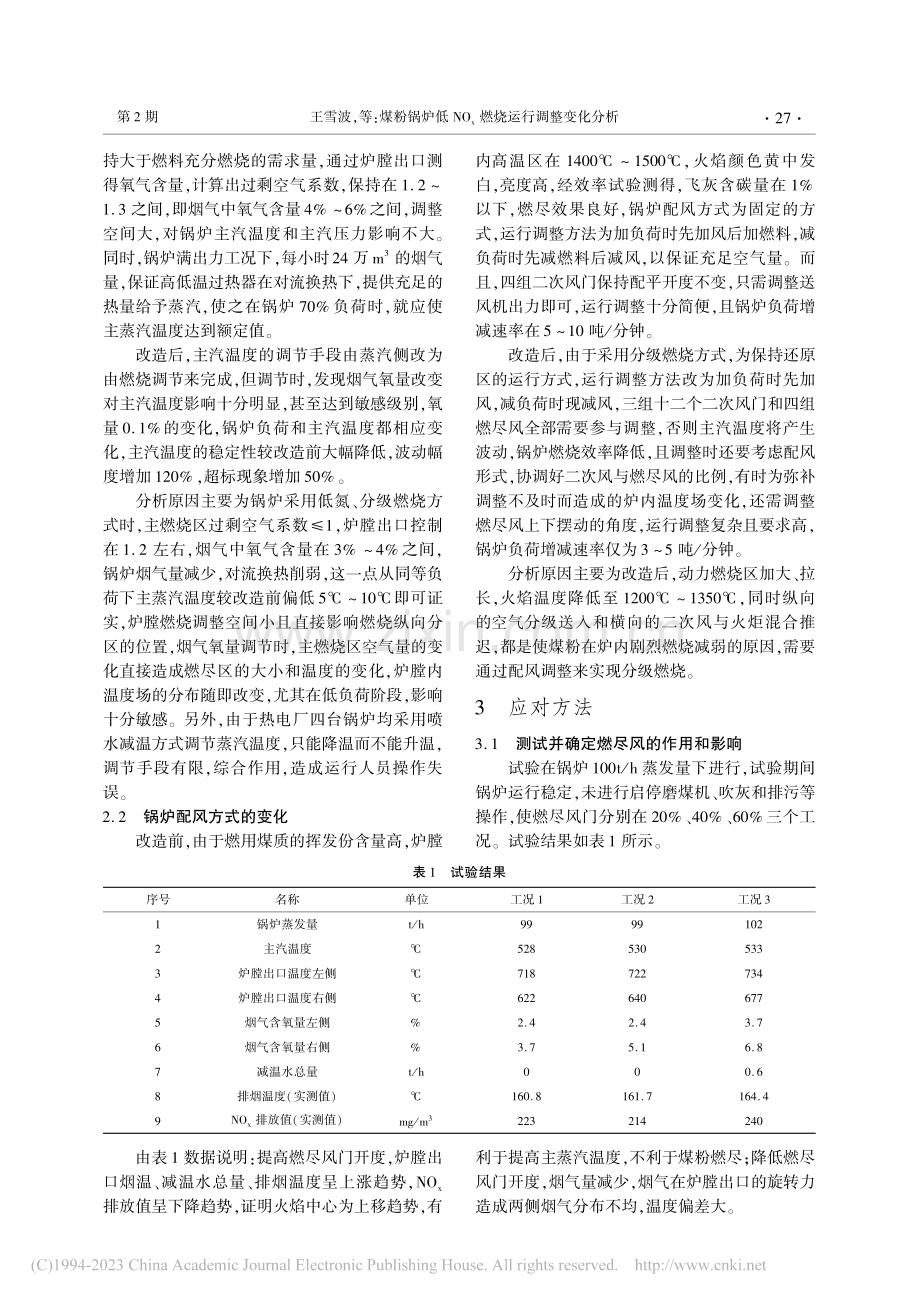 煤粉锅炉低NO_x燃烧运行调整变化分析_王雪波.pdf_第2页