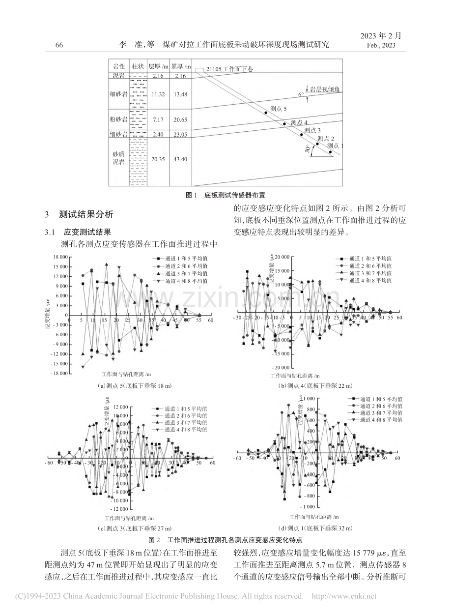 煤矿对拉工作面底板采动破坏深度现场测试研究_李准.pdf_第2页