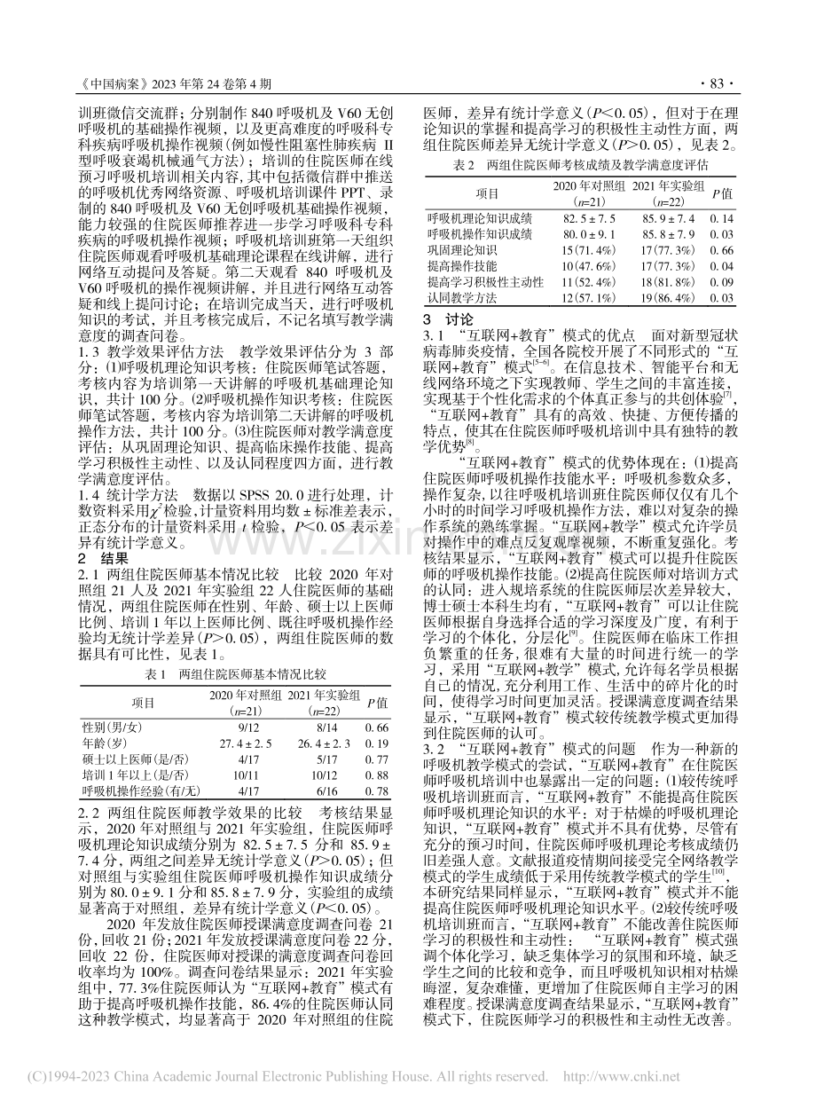 “互联网+教育”在住院医师呼吸机培训中的作用_滕国杰.pdf_第2页