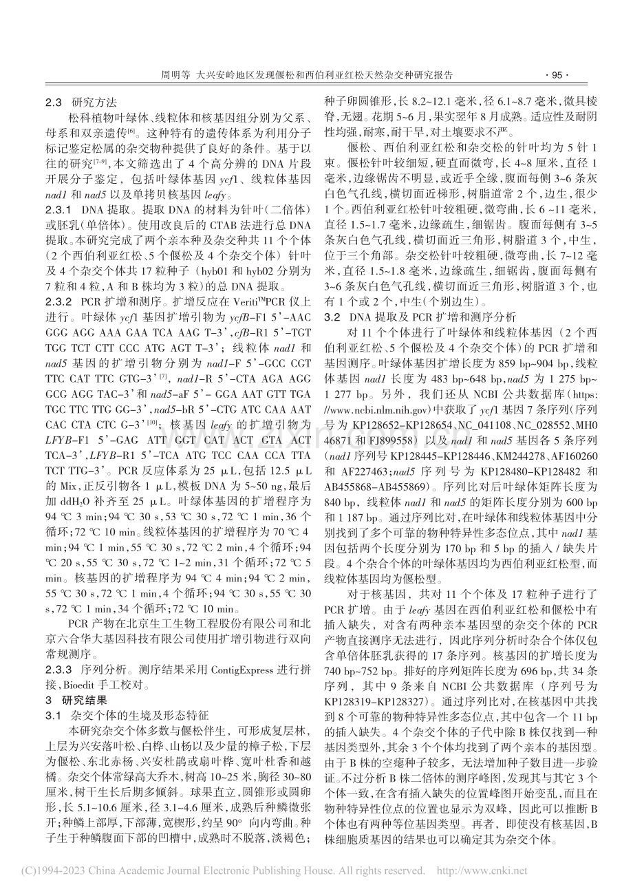 大兴安岭地区发现偃松和西伯利亚红松天然杂交种研究报告_周明.pdf_第3页