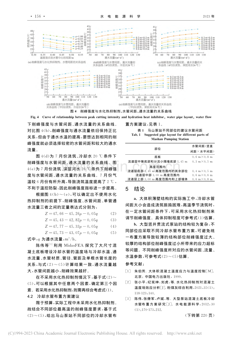 大型泵站混凝土施工期削峰强...剂、冷却水管参数的关系探究_张兰兰.pdf_第3页