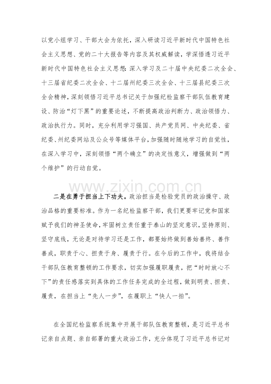 2023年纪检监察干部队伍教育整顿学习心得体会研讨发言材料3670字文稿.docx_第2页