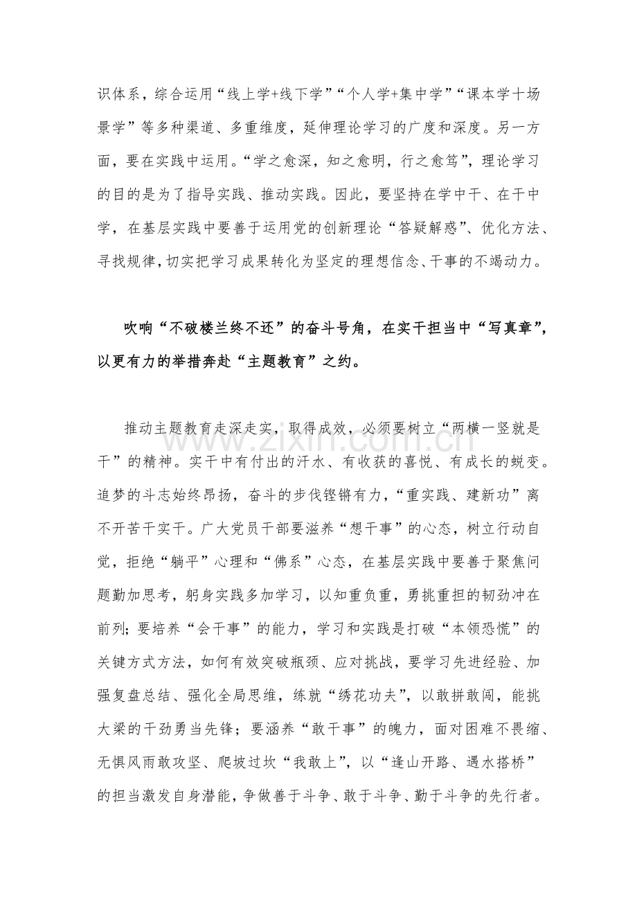 领导2023年在主题教育工作会议上的重要讲话精神学习心得研讨发言稿（二篇文）供参考.docx_第2页