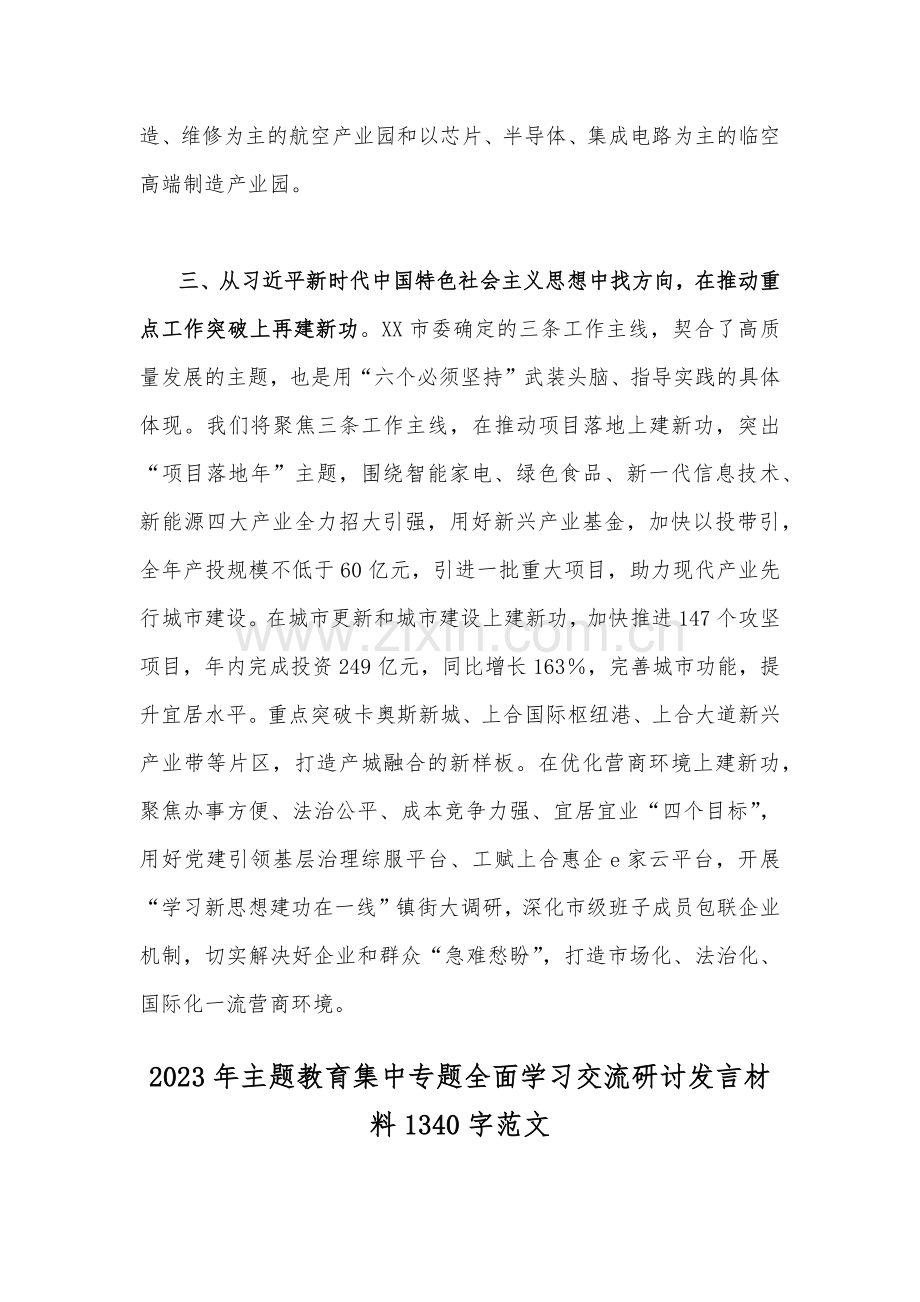 两篇文：2023年关于主题教育集中专题学习交流研讨发言材料.docx_第3页