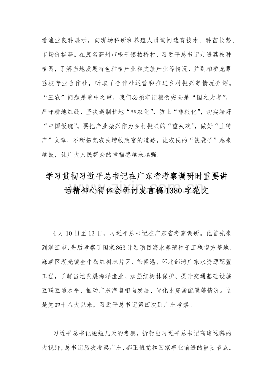 2023年学习贯彻习近平总书记在广东省考察调研时重要讲话精神心得体会研讨发言稿（二份）供参考.docx_第3页