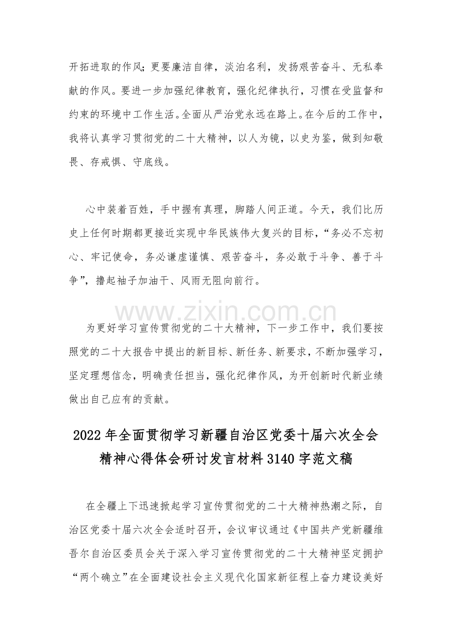 2022年（两篇文）学习新疆自治区党委十届六次全会精神心得体会研讨发言材料.docx_第3页