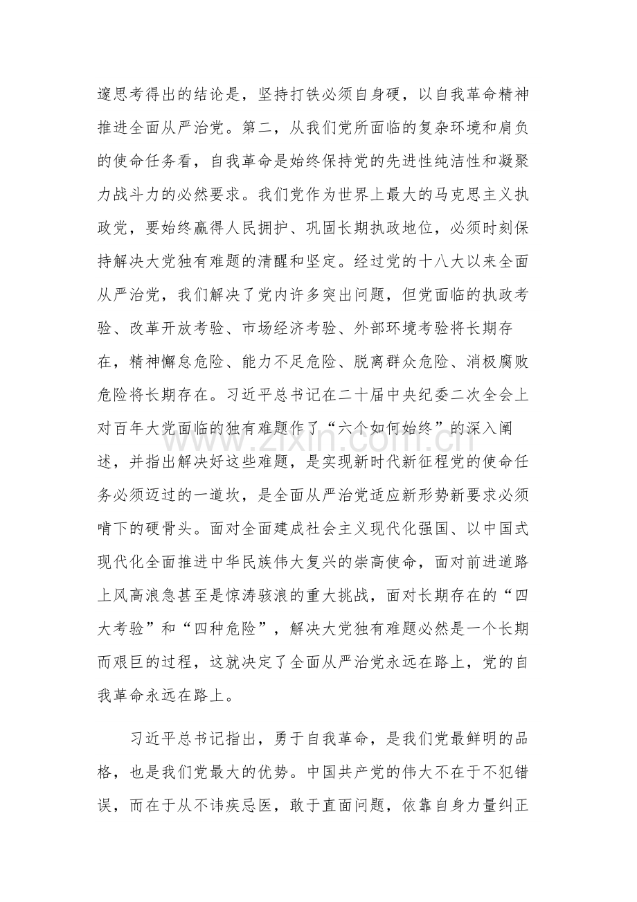 党员干部学习贯彻关于党的自我革命战略思想心得体会范文.docx_第3页