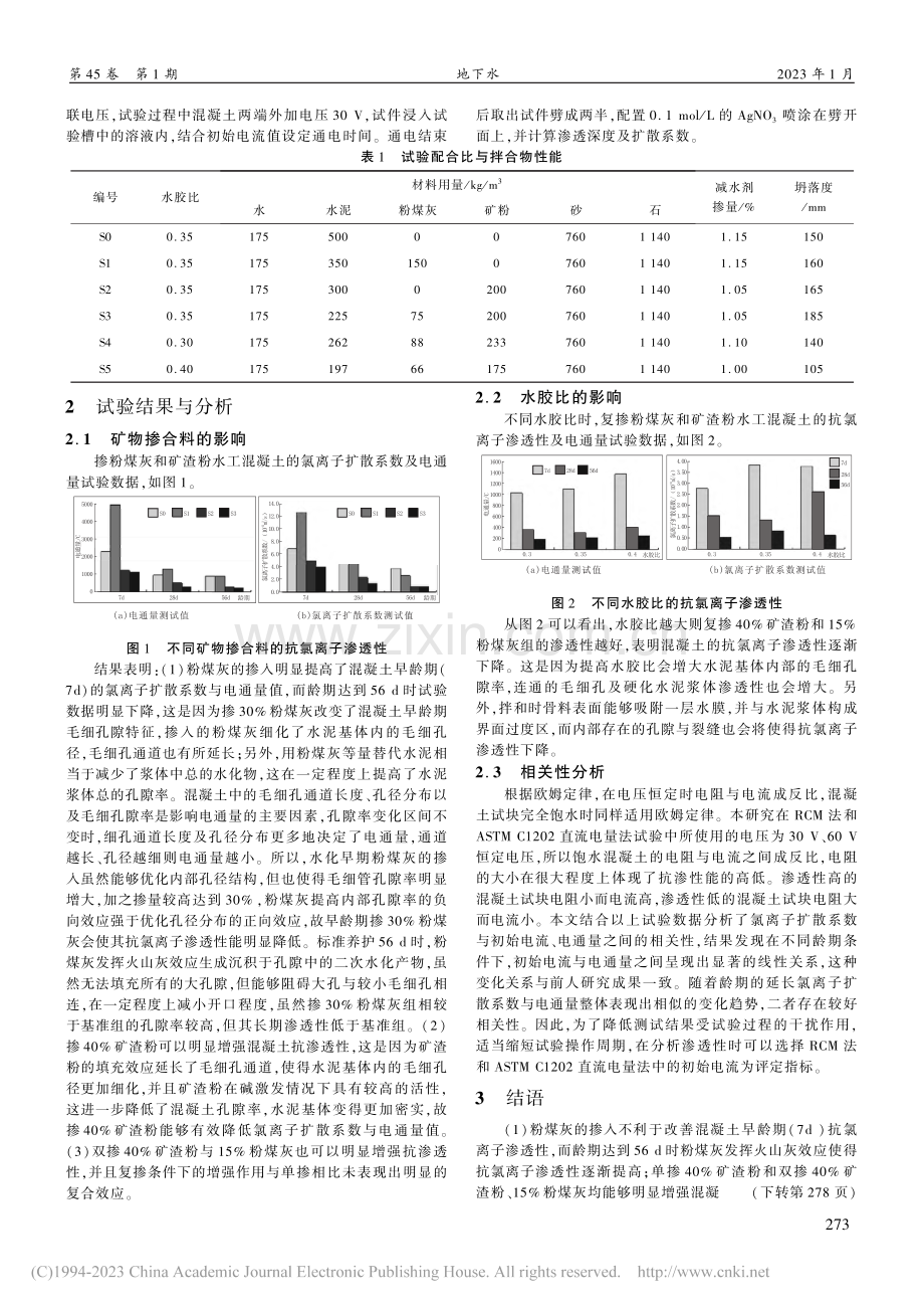 粉煤灰与矿渣粉对水工混凝土抗氯离子渗透性的影响_陈嘉伟.pdf_第2页