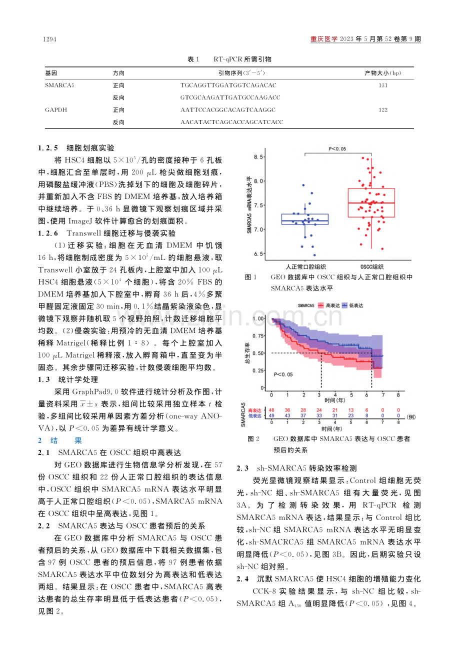 SMARCA5在口腔鳞癌中...细胞增殖、迁移和侵袭的影响_张华.pdf_第3页