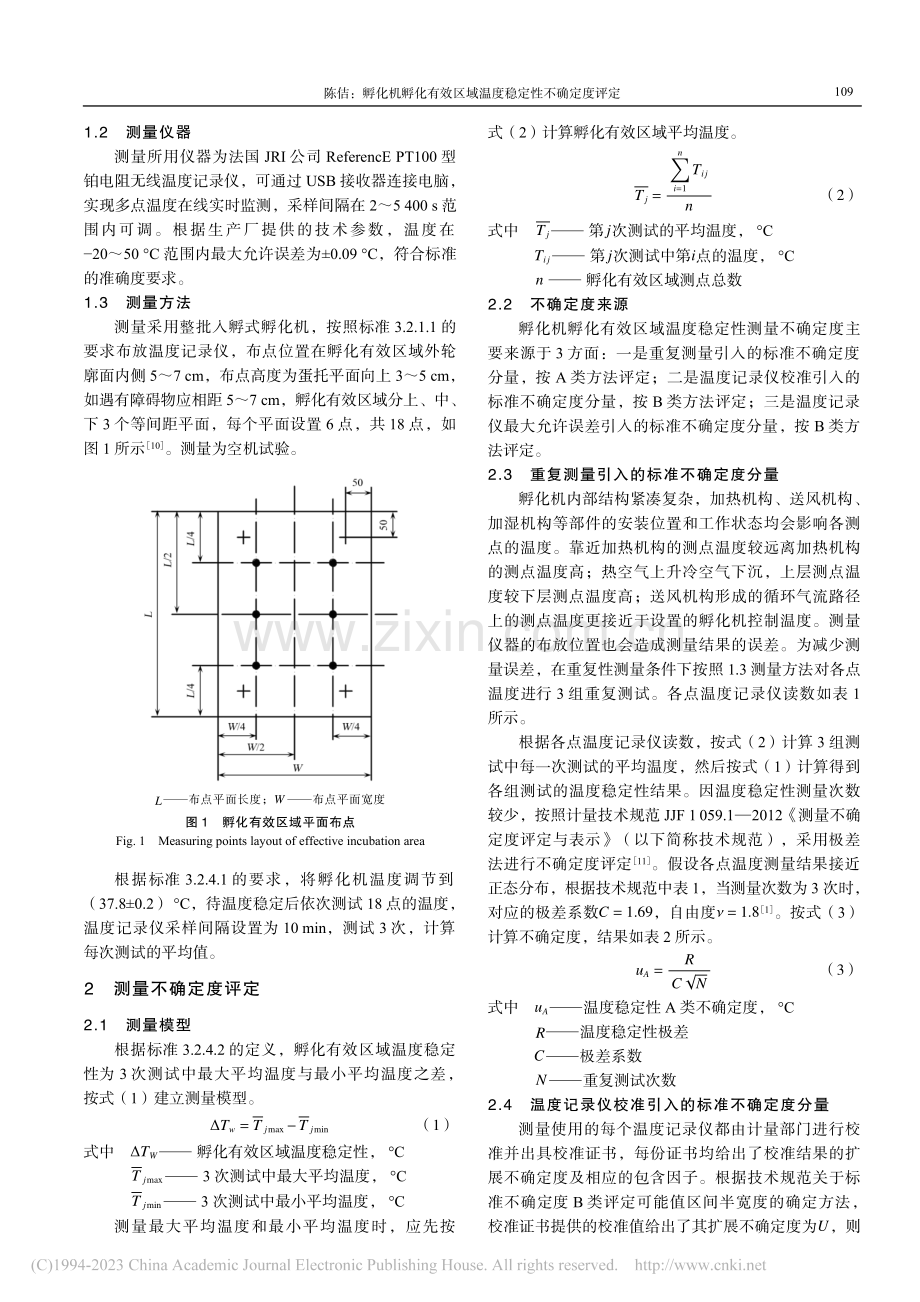 孵化机孵化有效区域温度稳定性不确定度评定_陈佶.pdf_第2页