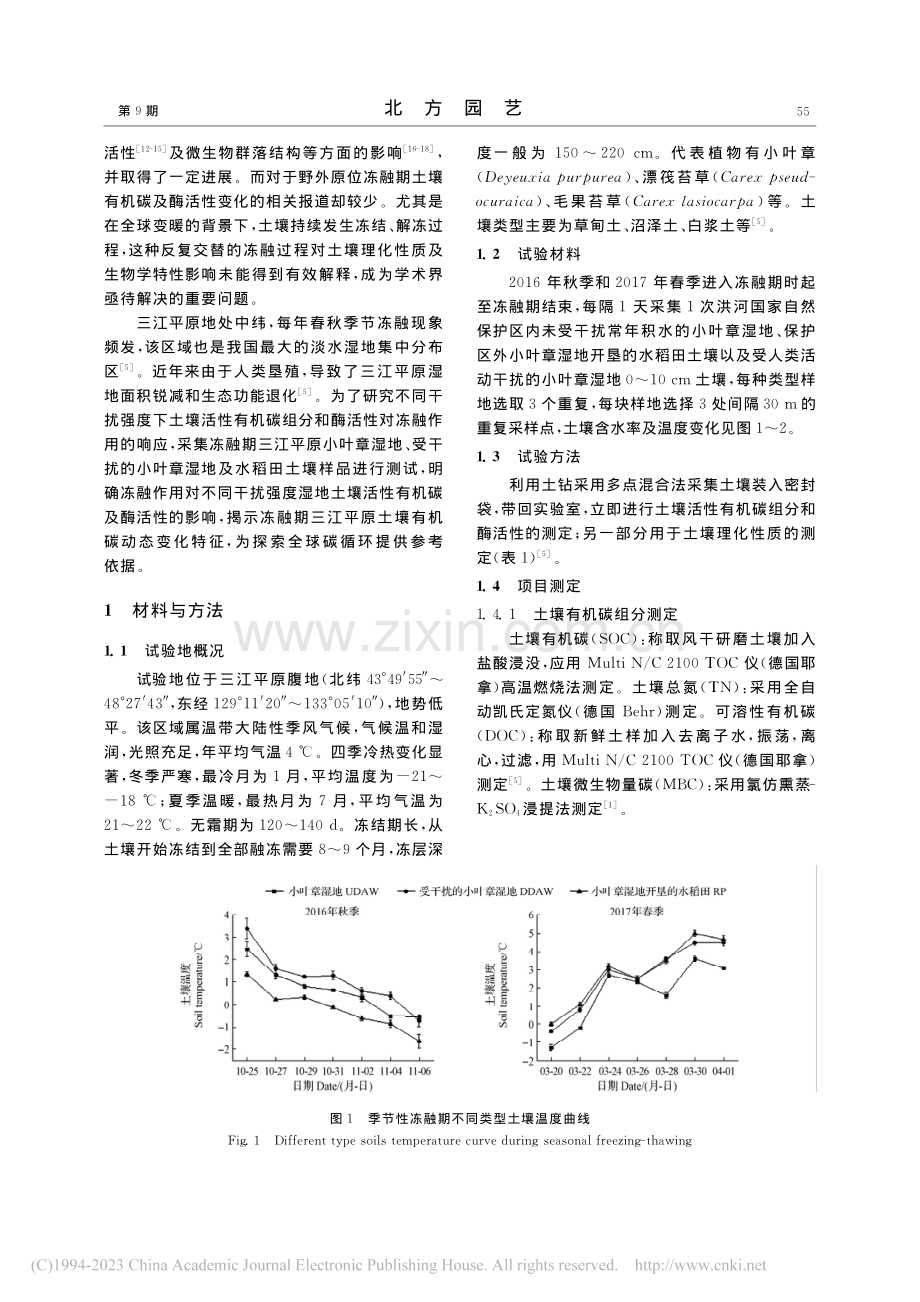 不同干扰强度下三江平原湿地...碳及酶活性对冻融作用的响应_孟遥.pdf_第2页