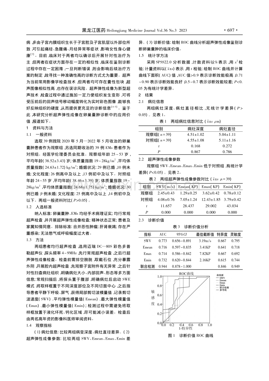 超声弹性成像在卵巢囊肿中的诊断效能及相关参数分析_李祥敏.pdf_第2页