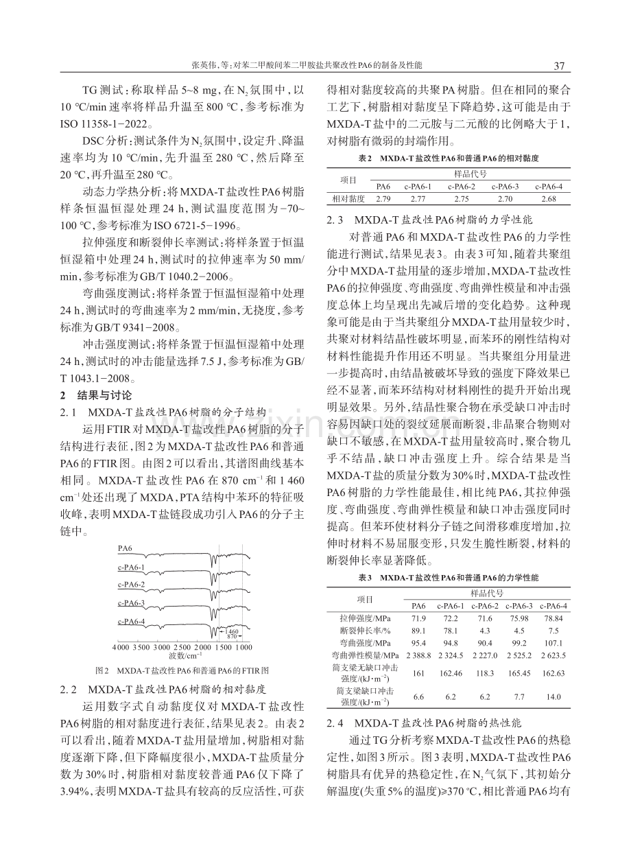 对苯二甲酸间苯二甲胺盐共聚改性PA6的制备及性能_张英伟 (1).pdf_第3页