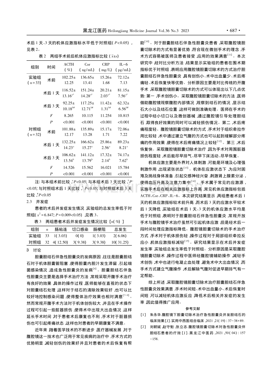 腹腔镜胆囊切除术对胆囊胆结...后恢复及并发症发生率的影响_马玮阳.pdf_第3页