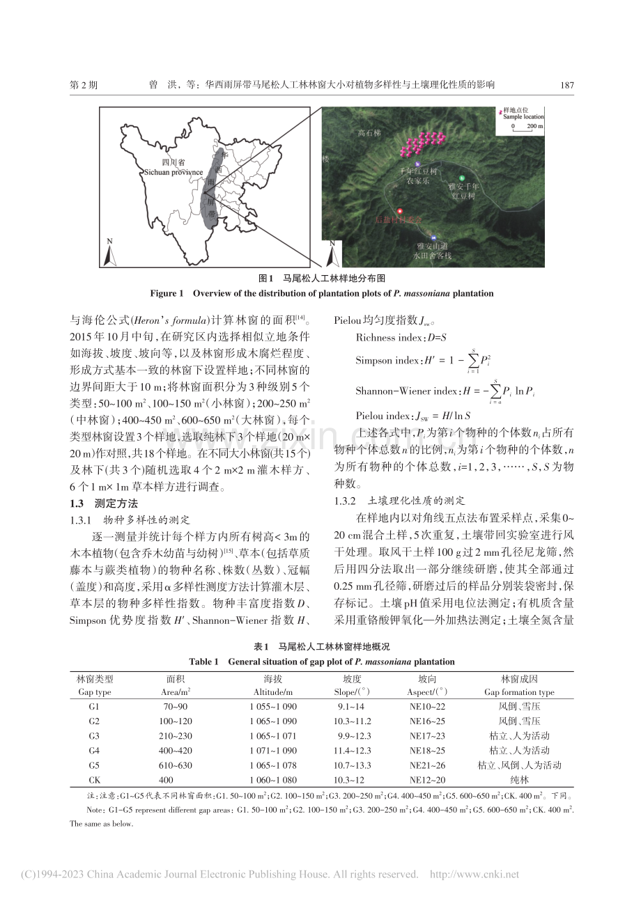 华西雨屏带马尾松人工林林窗...多样性与土壤理化性质的影响_曾洪.pdf_第3页