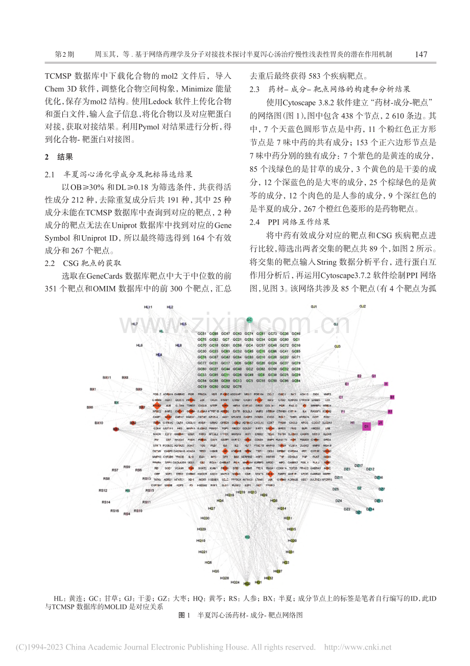 基于网络药理学及分子对接技...性浅表性胃炎的潜在作用机制_周玉其.pdf_第3页