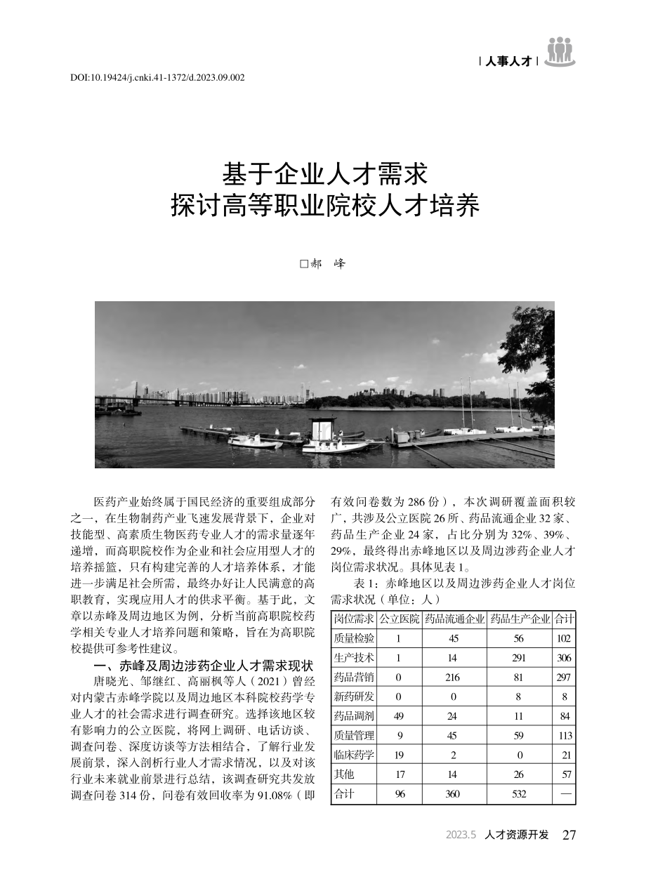 基于企业人才需求探讨高等职业院校人才培养_郝峰.pdf_第1页