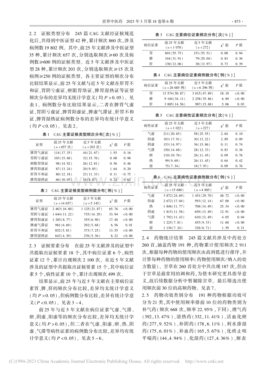 基于文献的慢性萎缩性胃炎中医证候特征及用药规律研究_杨锐平.pdf_第3页