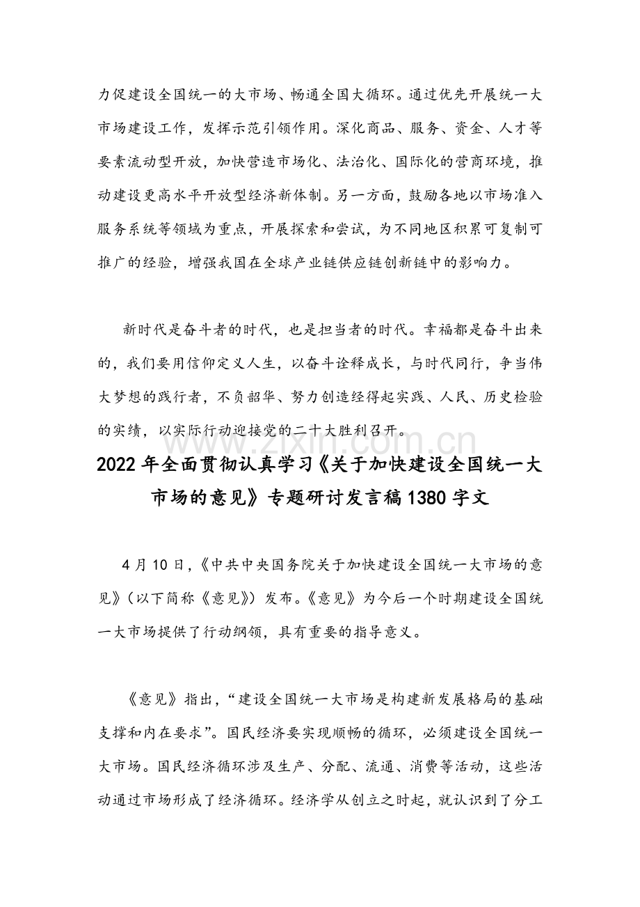 2022年贯彻学习《关于加快建设全国统一大市场的意见》专题研讨发言稿【两篇】.docx_第3页